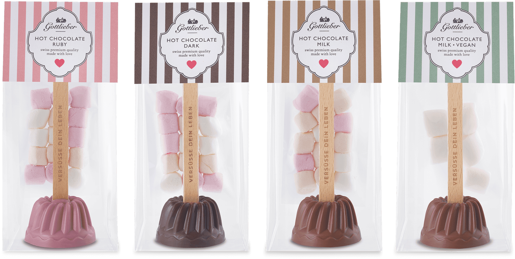 Verpackungen, gestaltet für Gottlieber Heisse Schokolade Sticks